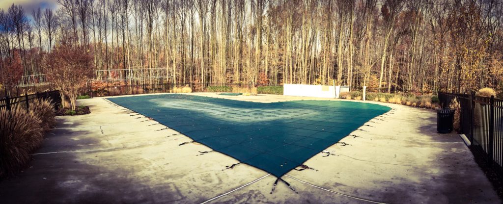 Winterized Pool with Pool Cover