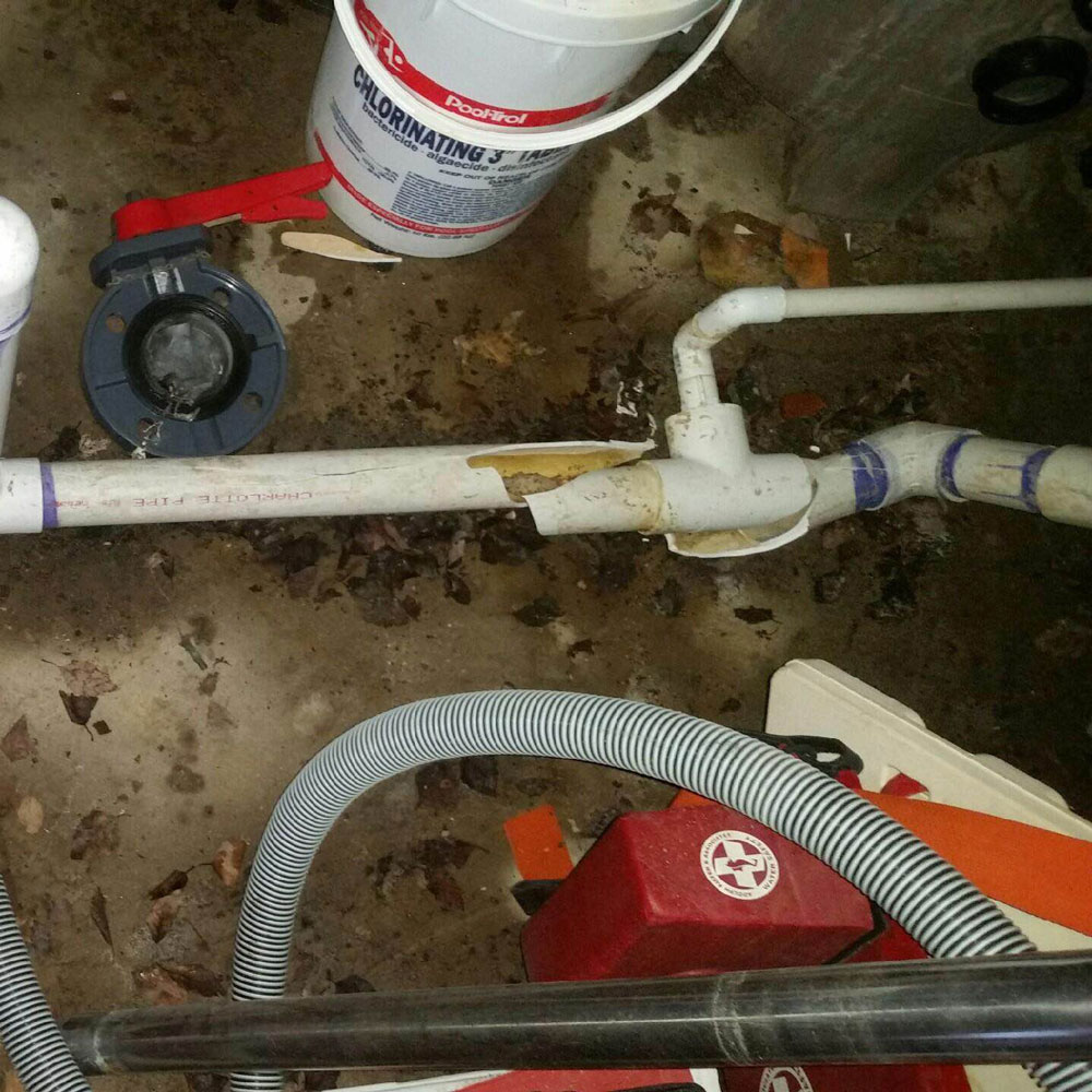 Freeze damage to swimming pool PVC pipe