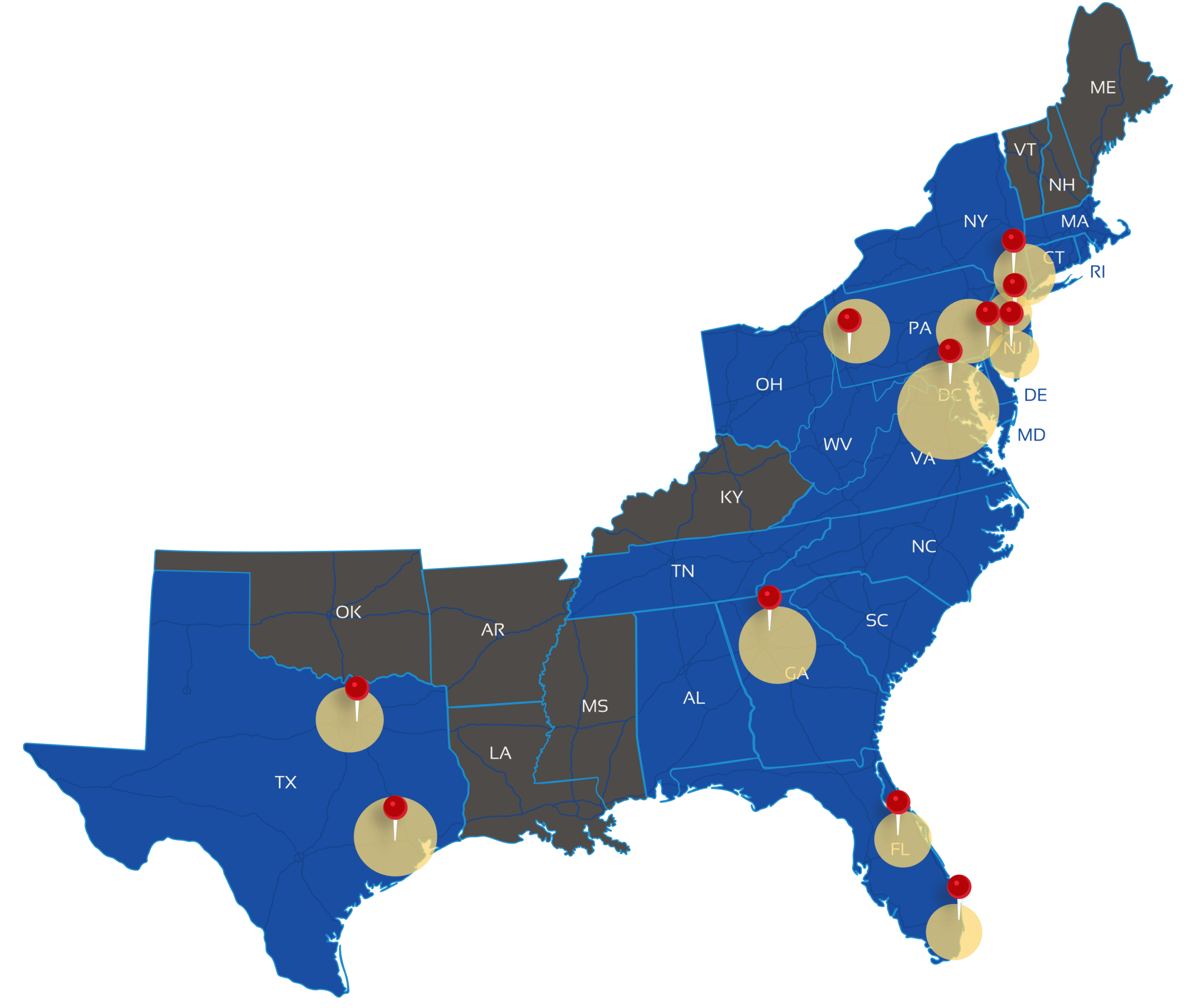 American Pool Service areas full map